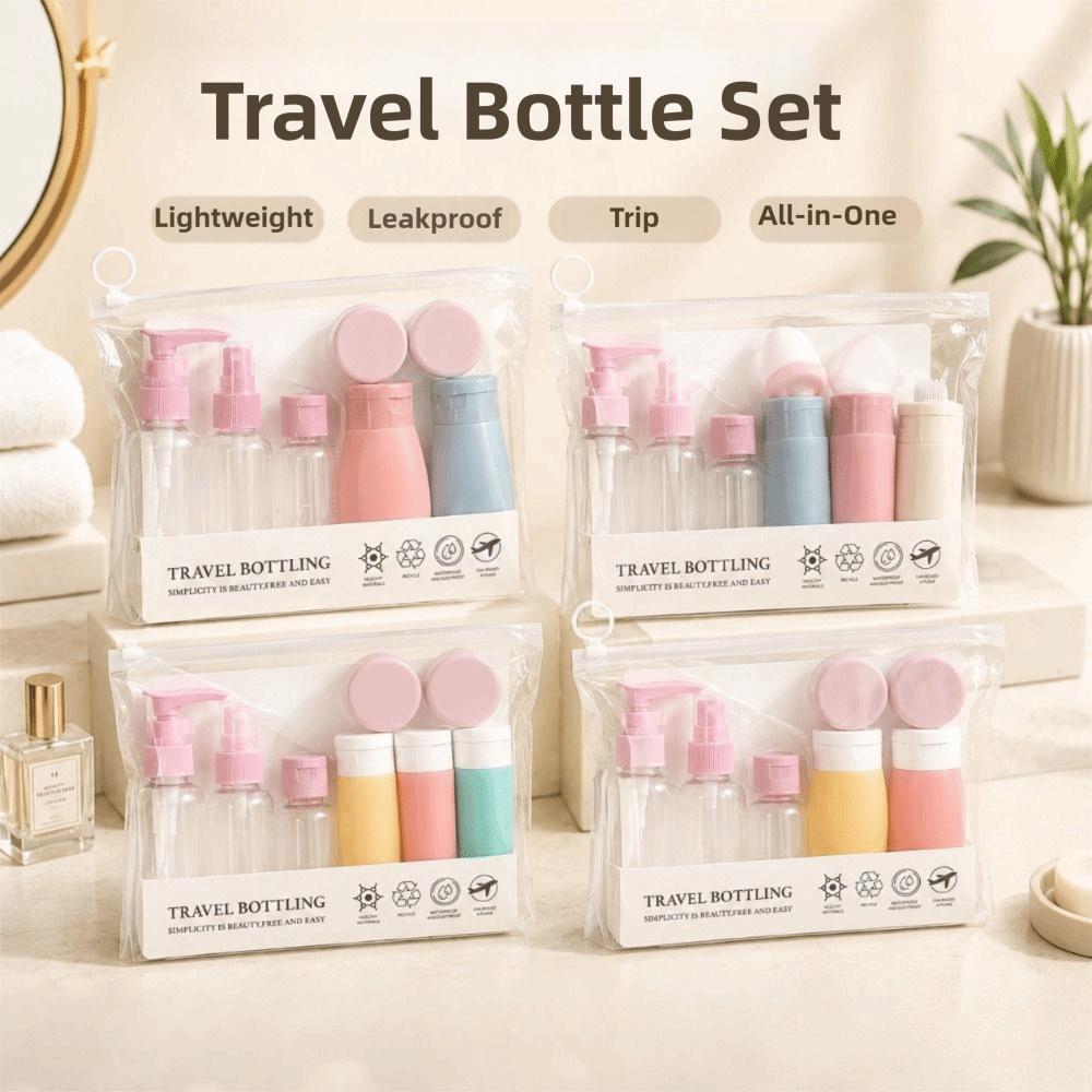 Portable Refillable Bottles Convenient Pump Spray Jars Premium Travel Bottles Set Shampoo