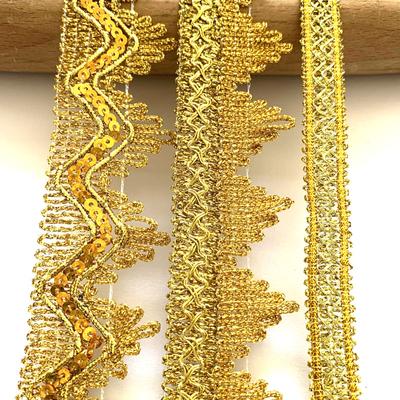 4m/13.12ft per pak gouden gebogen kantafwerkingen grote brede linten duizendpoot handgemaakte doe-het-zelf knutsel naaiaccessoire jurk hoeden naaizoom kerstversieringen
