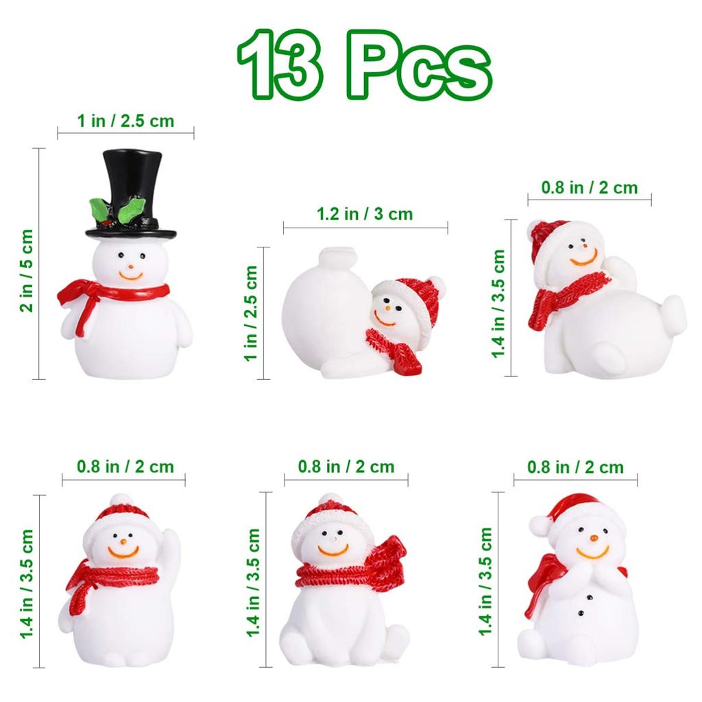 NOLITOY Set of 3D Resin Snowman Christmas Miniature Christmas Decorations for and Other Christmas Random Style 13-Piece Figurines, Ornaments, Home,