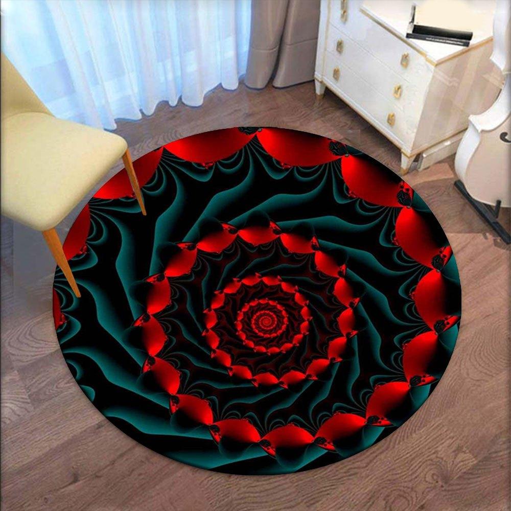 Rotes und Schwarzes Abstraktes Spiraldesign Wandkunst DruckRunder Rutschfester Stuhlmatte Stuhlteppich für Büro Teppiche für Bürodekoration Geschenk für Valentinstag Mot