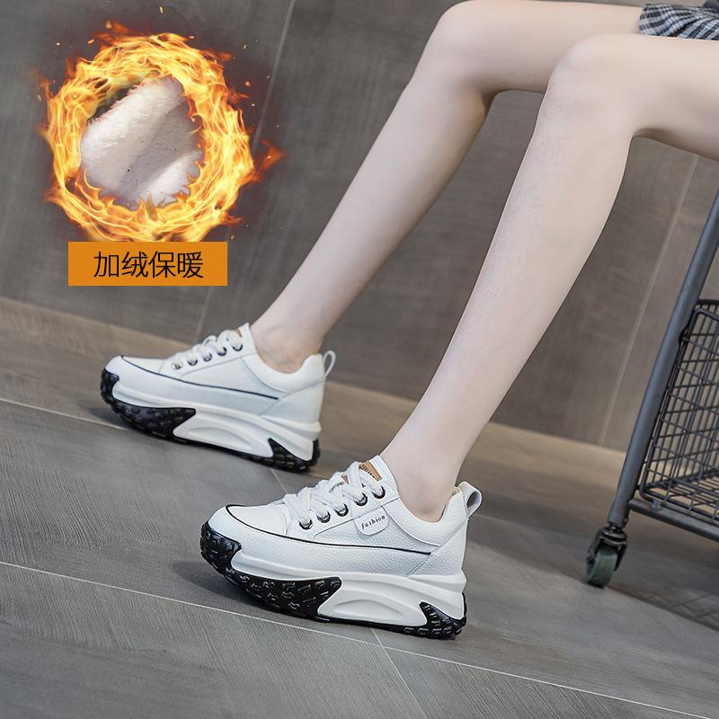 Autumn and winter retro lightweight inner heightening platform fashion casual versatile sports shoes leather shoes women