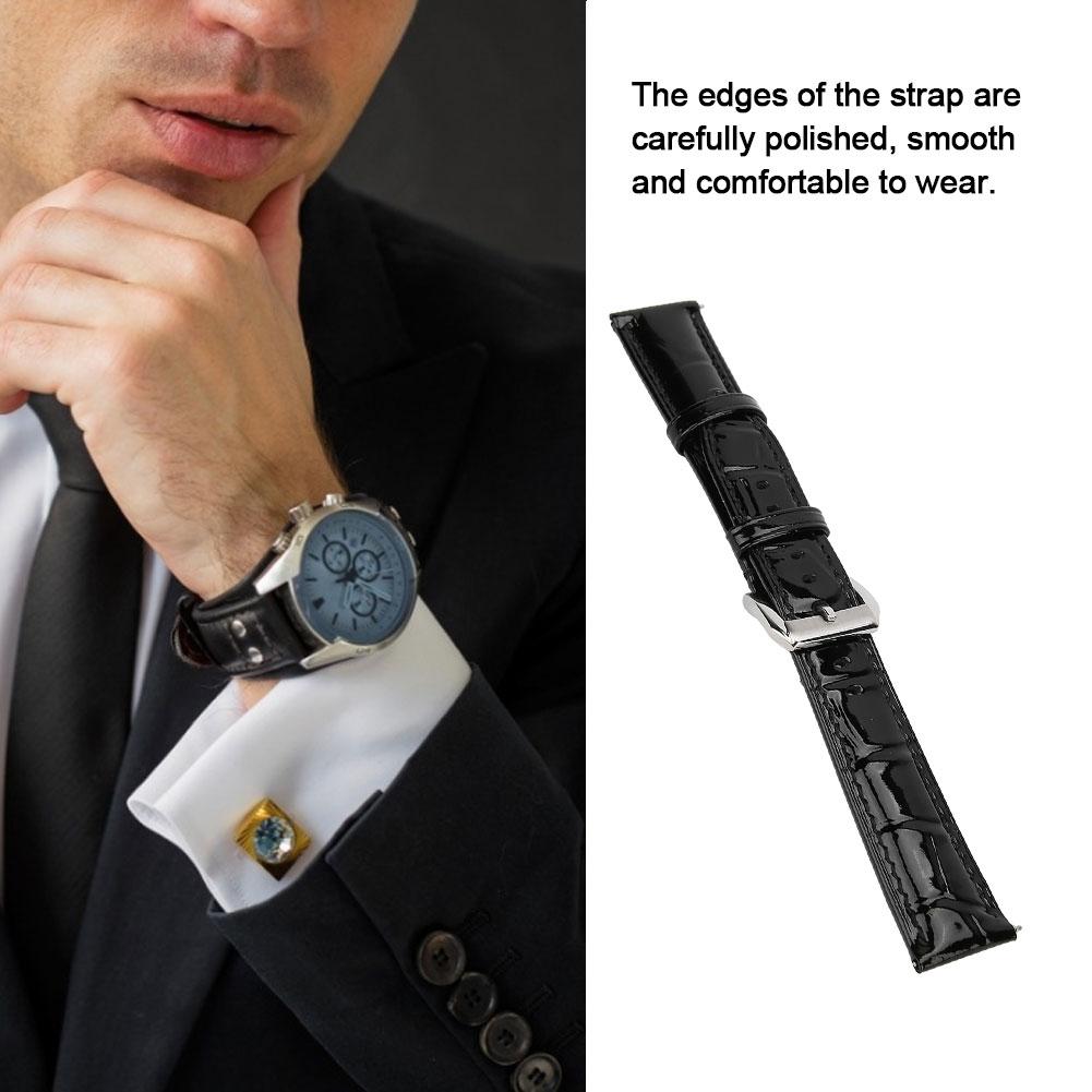 Universal Men Women Adjustable PU Leather Watch Band Strap Replacement 18mmBlack