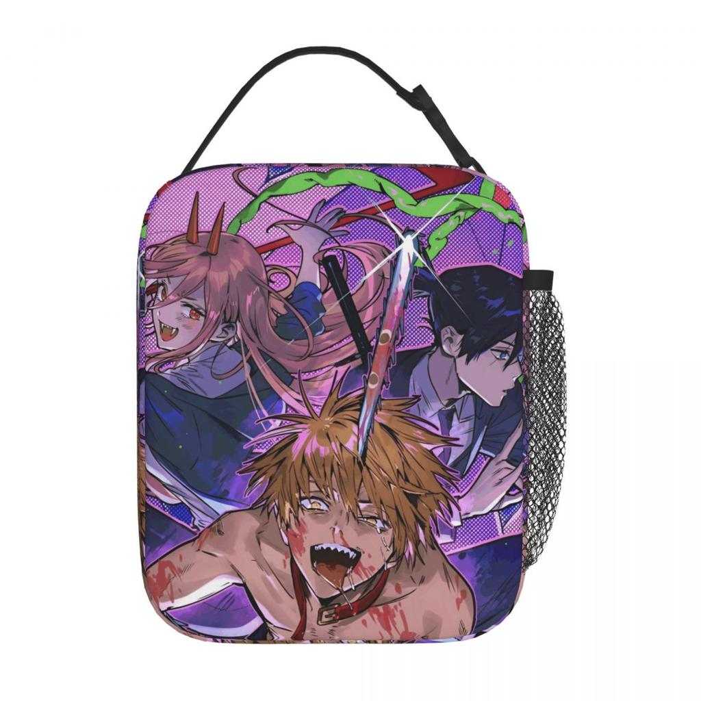 Chainsaw Man Reze Insulated Lunch Bag Cooler Bag Meal Container Power Aki Denji Large Tote Lunch Box for Men Women School Travel