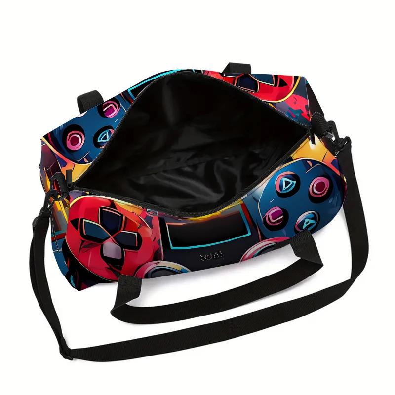 Borsa da Viaggio Grande Capacità con Controller di Gioco al Neon Per Ragazzo e Ragazza Migliori Regali Duffel da Viaggio Cartoni Animati 2D Borsa a Mano Per Bambini