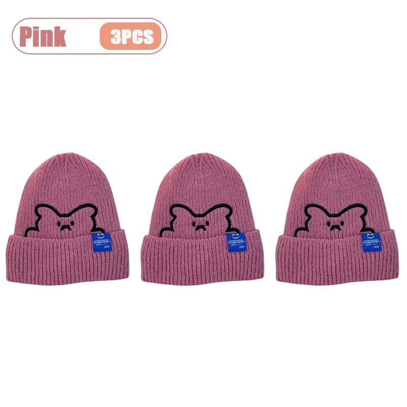 1-10PCS Winter Bear Knit Hat for Women Plush Furry Beanie with Ear Protection Warm Knitted Cap Perfect Christmas Gift