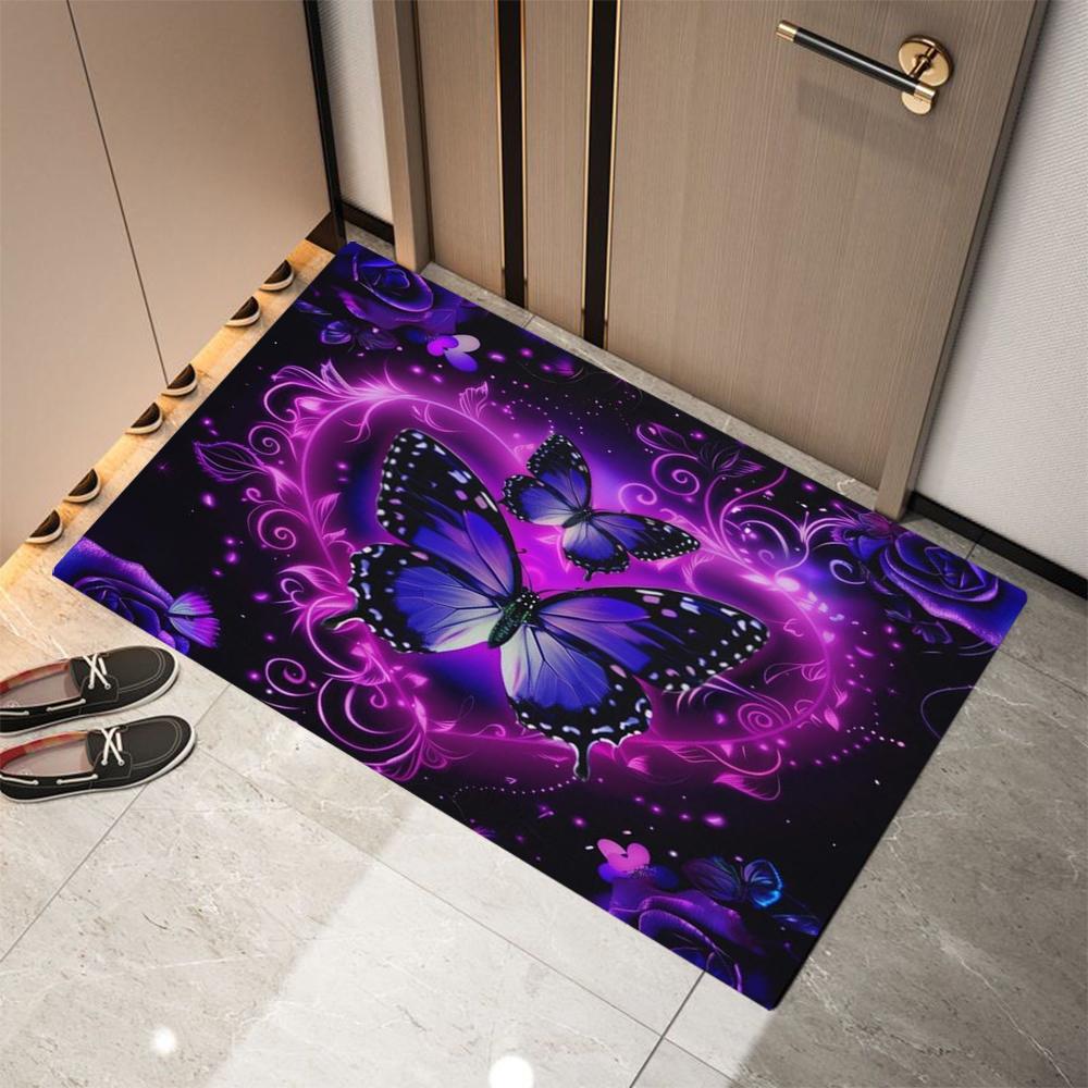 Purple Butterfly Printed Doormat Non-Slip Entrance Doormat Home Decor Carpet for Living Room Rugs Bathroom Floor Rug
