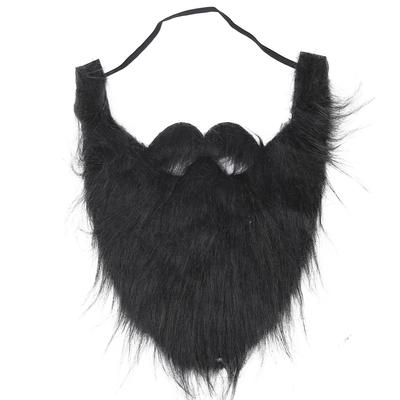 Stimulated Fake Beard Funny False Moustache Whiskers Facial Hair for Halloween CosplayBlack