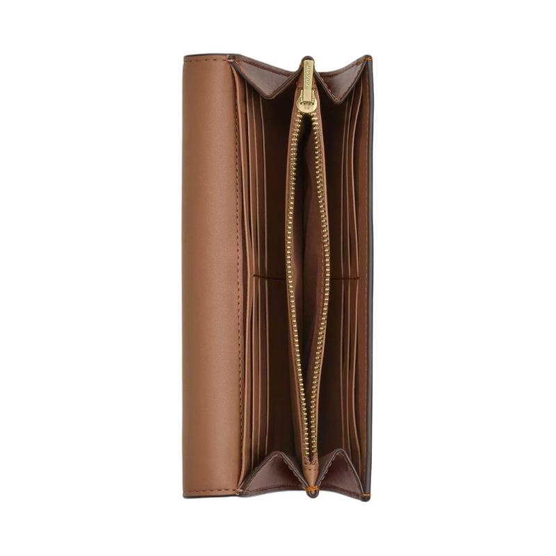 COACH 19 Classic Brand Logo Leather Envelope Wallet Regular Women's Tan with Brown Tan and brown