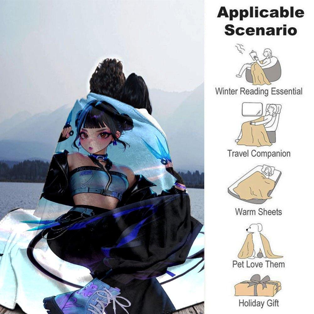 1pc Hunter X Kopo group Themed Flannel Blanket Suitable for Bed, Home Decor, Graduation Gifts, Easter, Back to School, Christmas, All Season Use