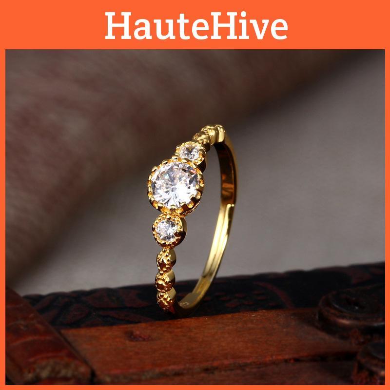 Chic Geometric Design Copper Ring With Sparkling Zircon For Stylish Women