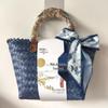 Women's Bamboo Handle Woven Beach Tote Bag