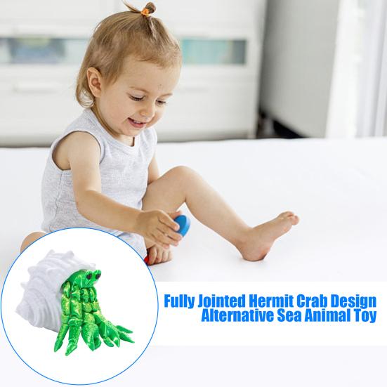 3D-gedruckte Einsiedlerkrebs-Figur mit beweglichen Gelenken, Krabben-Actionfigur, artikuliertes Tiermodell, Desktop-Dekoration, Ornament, Geschenk für Kinder und Erwachsene