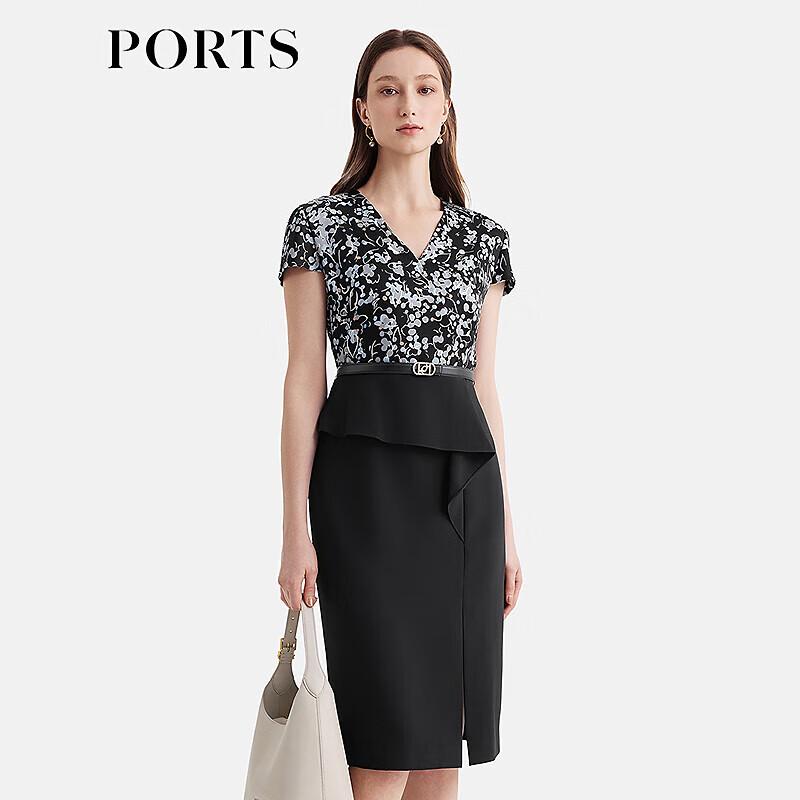 

PORTS Women s Black Print H-line Knit Dress M