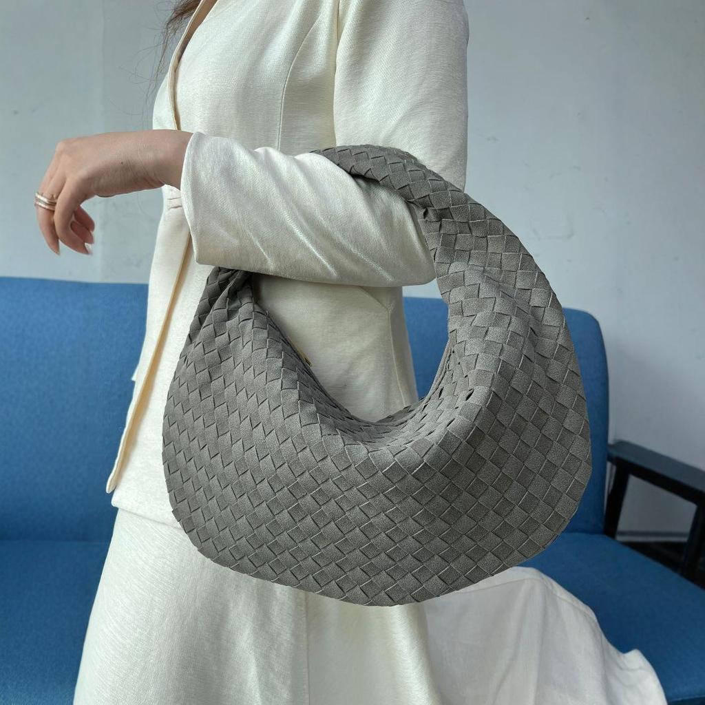 Stylish European & American Frosted Woven Women's Large Versatile Dumpling Handbag