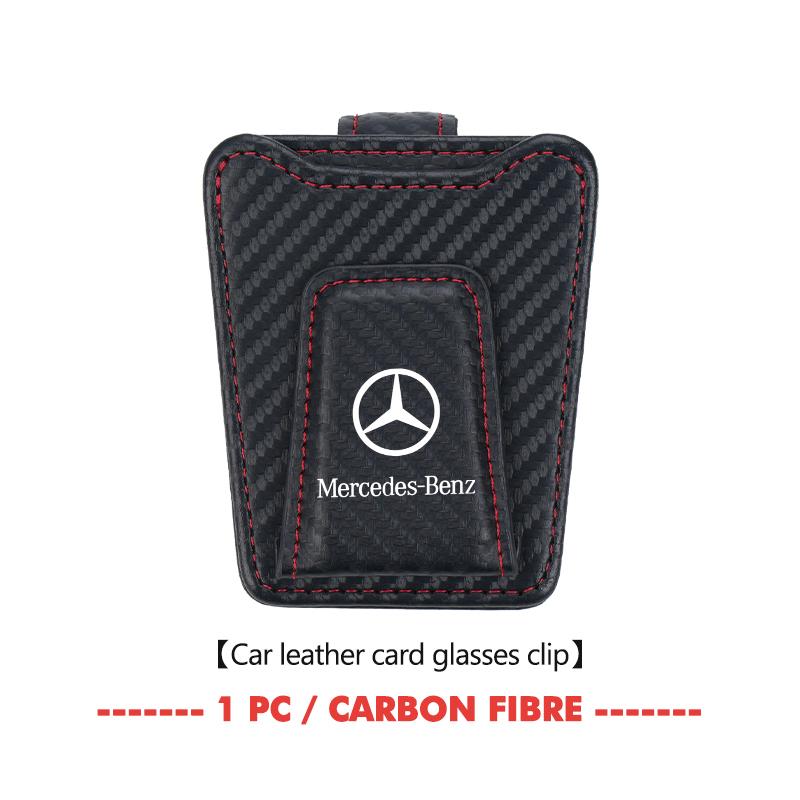Leather Car Glasses Clip Sun Visor Eyeglasses Card Ticket Holder For Mercedes Benz C180 C300 W124 W176 W177 C200 C260 GLC CLE