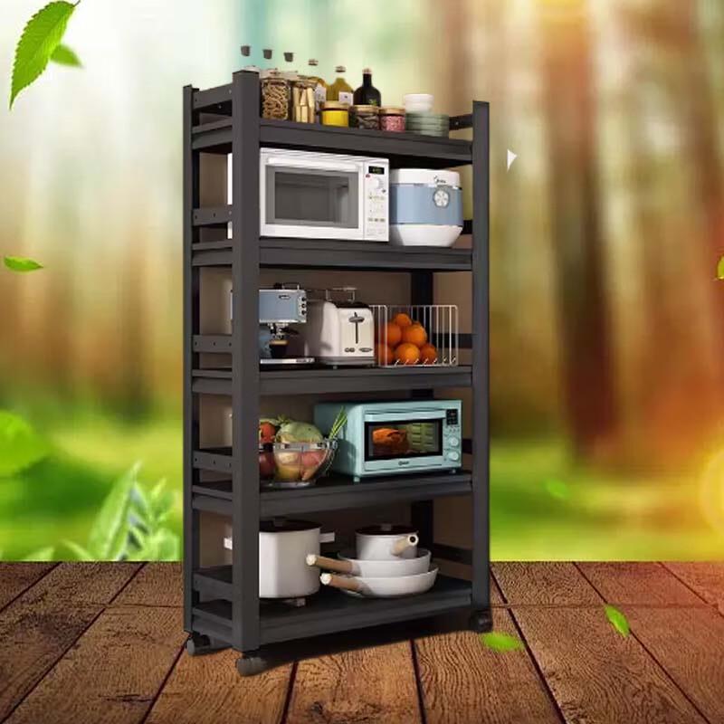 Modern 5-Tier Carbon Steel Floor-Standing Kitchen Storage Rack