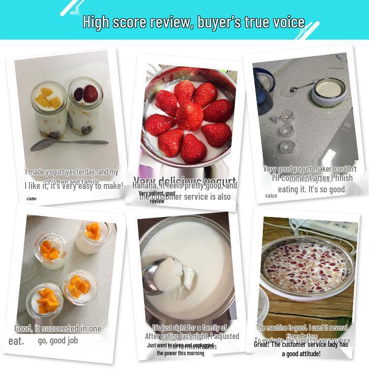 Automatic Yogurt, Natto, and Rice Wine Maker with 50 Bacteria Powder and 3 Cups - Multi-Functional Household Mini Machine