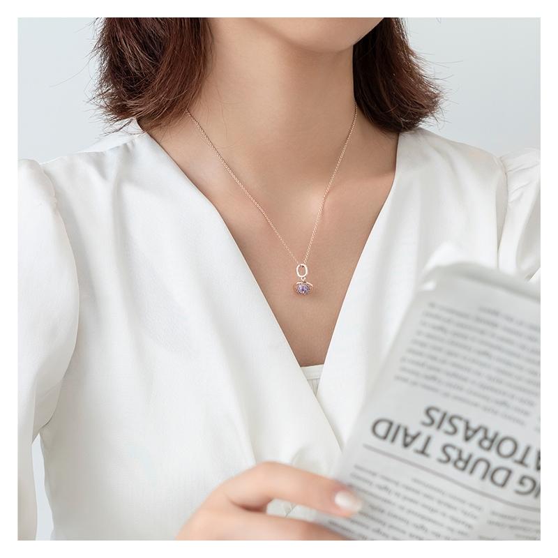 Pandora Wandering the Universe Pavé Planet Shape Saturn Set Necklace Women's Rose Gold ZT-0041