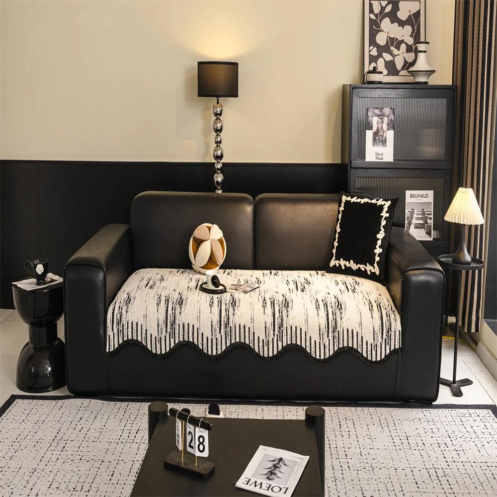 Cream Wind Plush Sofa Cushion Autumn and Winter Thick New Fixed Non-slip Cushion Straight Row Armrest Cover Cloth Towel