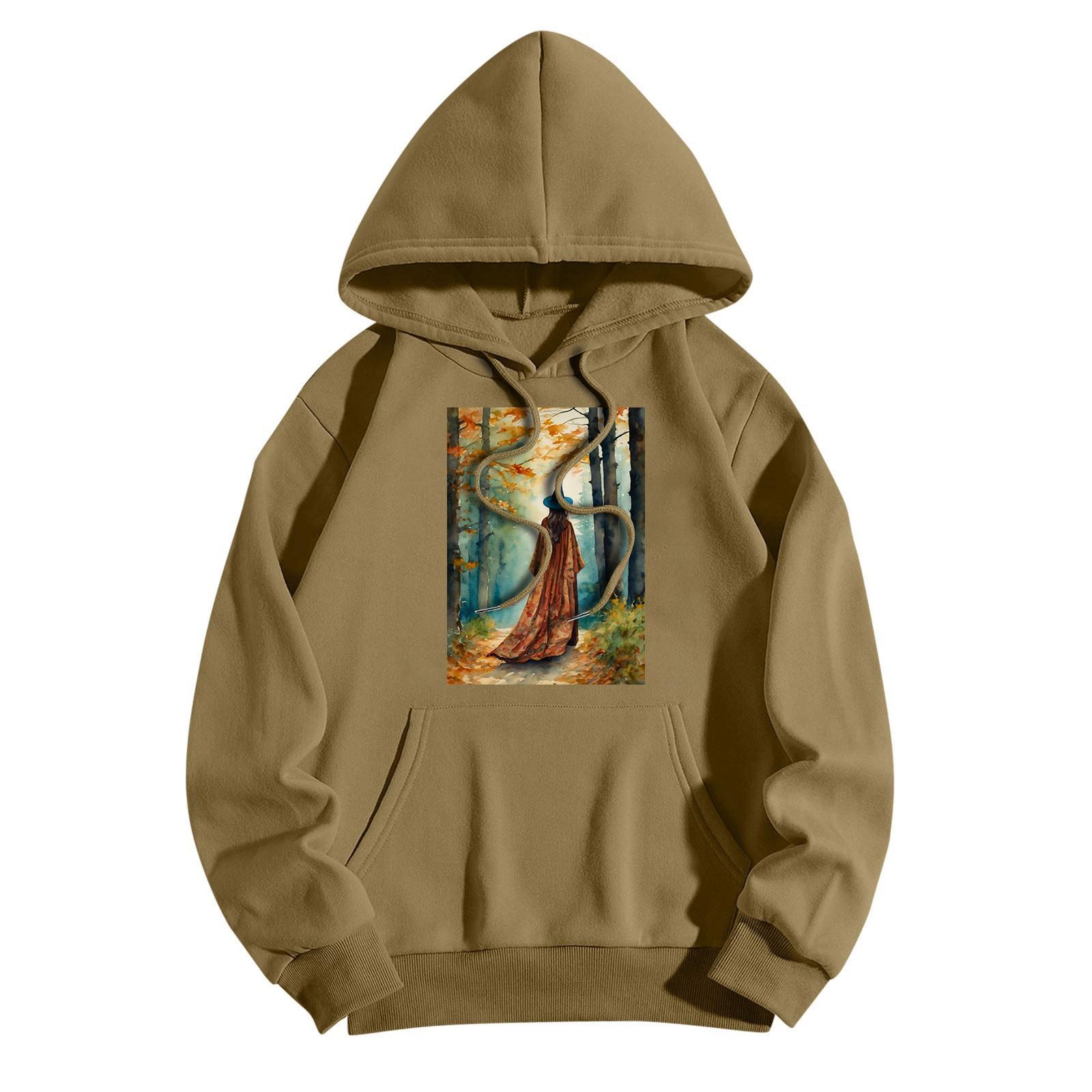 Женская модная повседневная толстовка с капюшоном и принтом ведьмы на Хэллоуин — фото 4