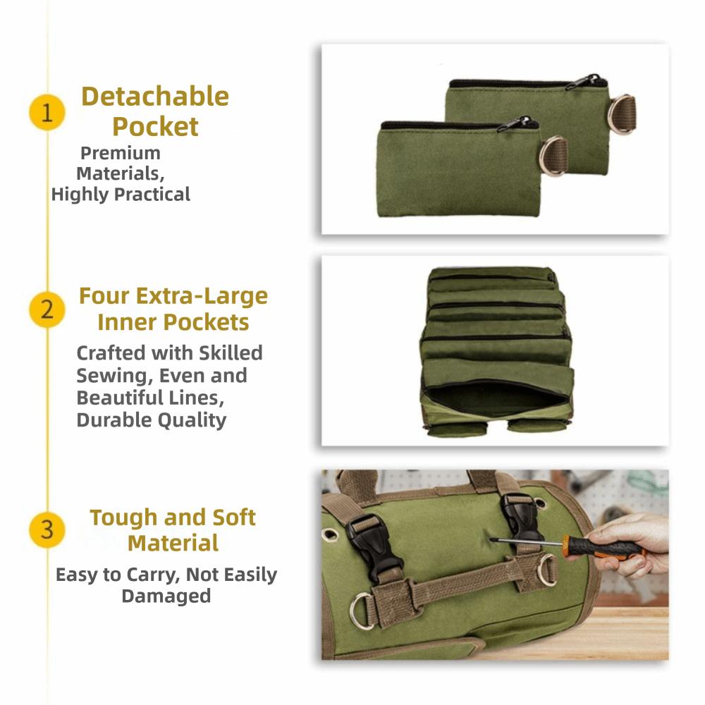 Multiple Pockets Tool Bag Durable Material High Quality Hardware Tool Storage Portable Design Rolled Up Tool Organizer