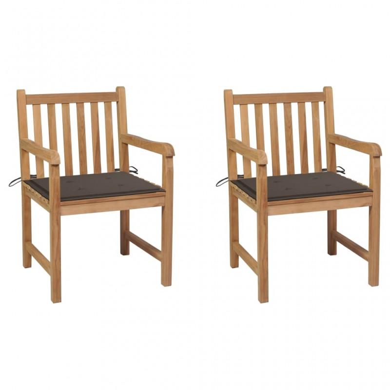 Day and Night - Day and Night Garden Chairs 2 Units Teak Wood with Taupe Gray Cushions