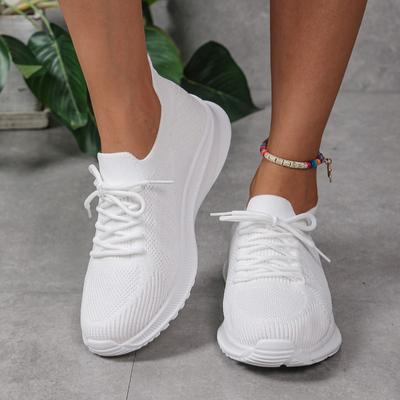2024 Schuhe für Damen Mesh Damen Vulkanisierte Schuhe Atmungsaktive Damen Sneaker Uni Schnürschuhe Niedriger Absatz Damen Freizeit Sportschuhe