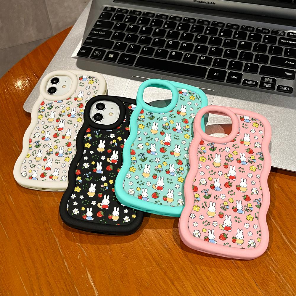 Cute Cartoon Rabbit Soft Phone Cover for Samsung Galaxy A52 A73 A12 S24 Ultra 5G S23 S22 S21 S20 FE Wave Edge Shockproof Protective Rubber Case