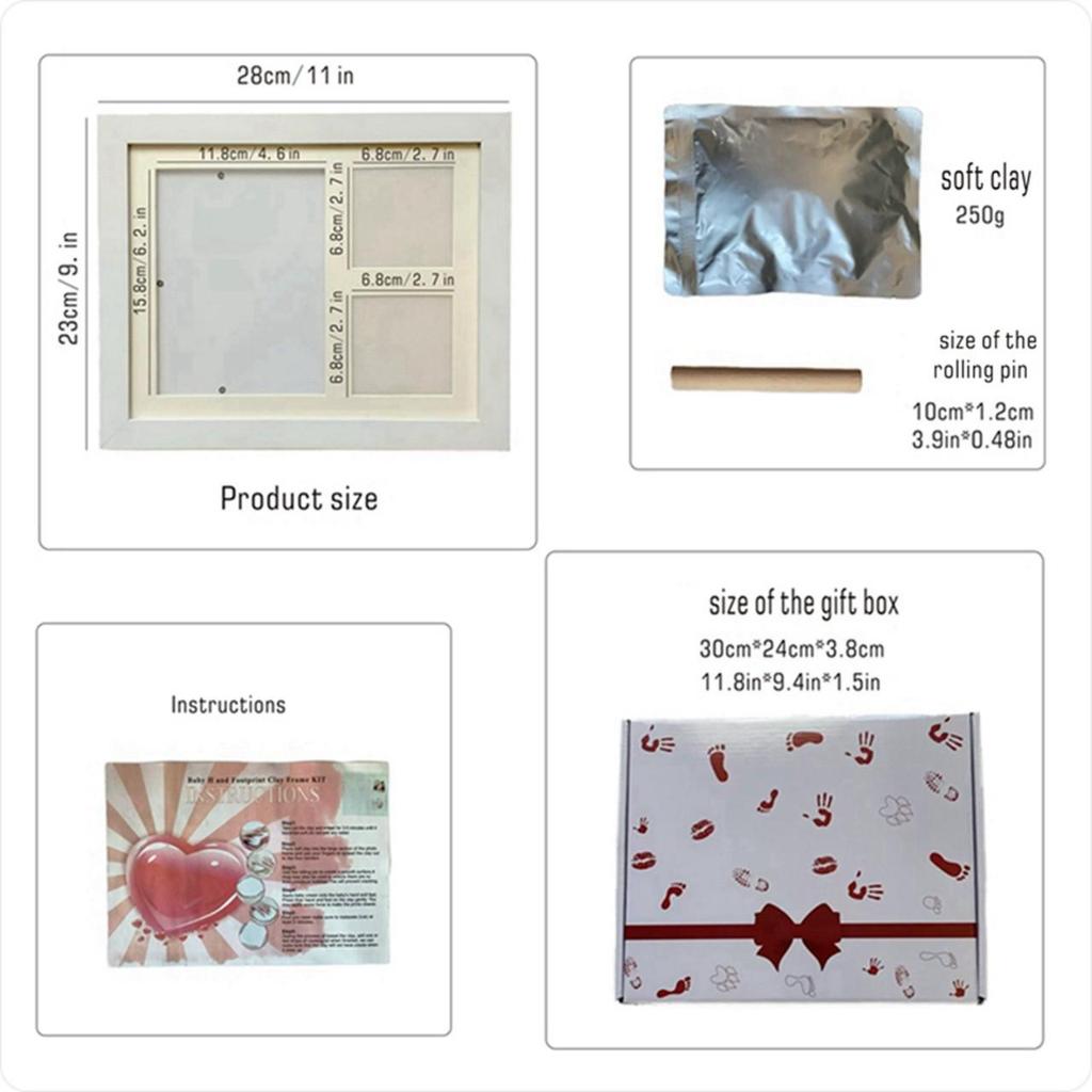 Minimalist Baby Hand & Footprint Photo Frame with Inkpad