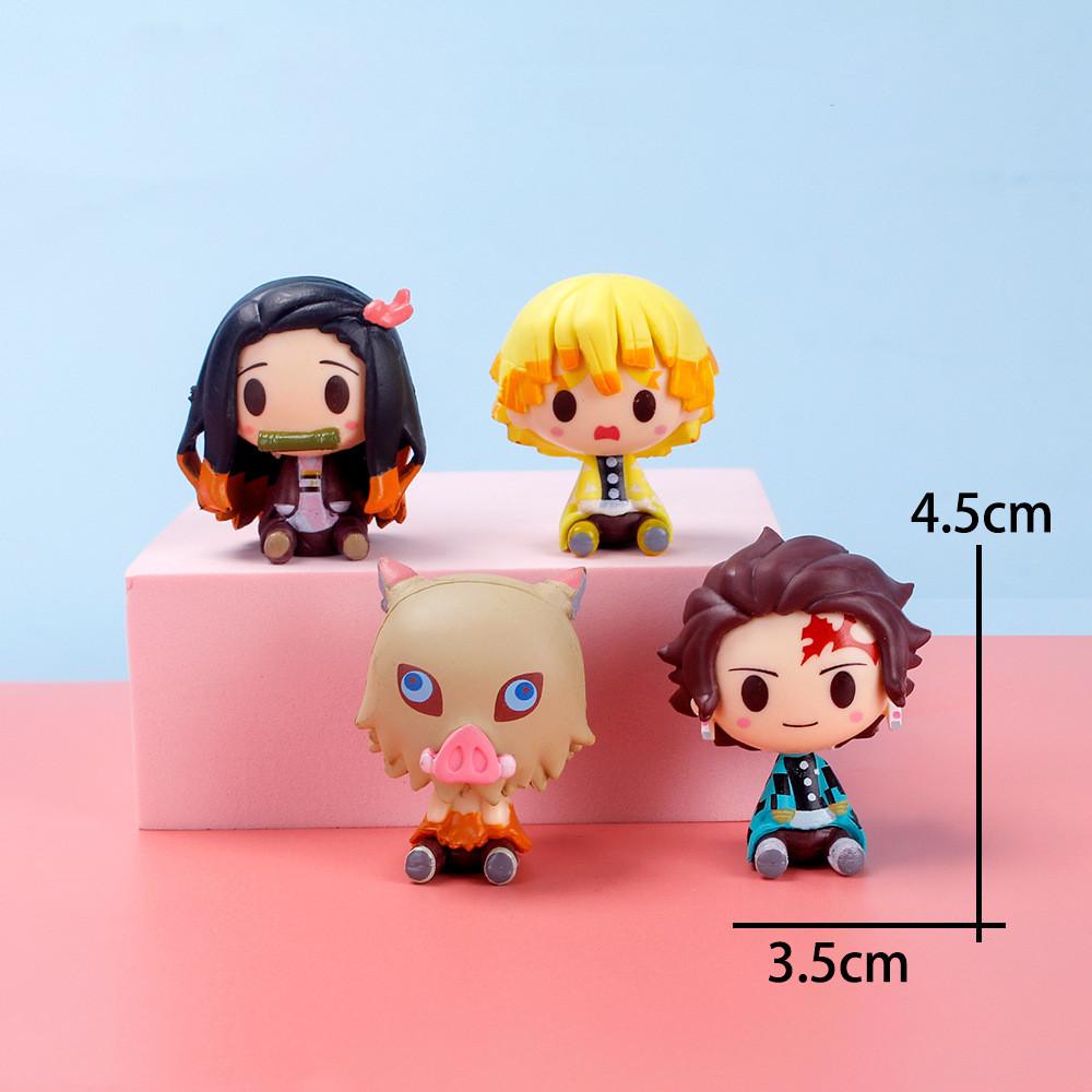 1/6pcs Anime Figure Demon Slayer Q Posket  Kimetsu No Yaiba Doll Tanjiro Nezuko Zenitsu Kawaii model PVC Toy desktop decoration