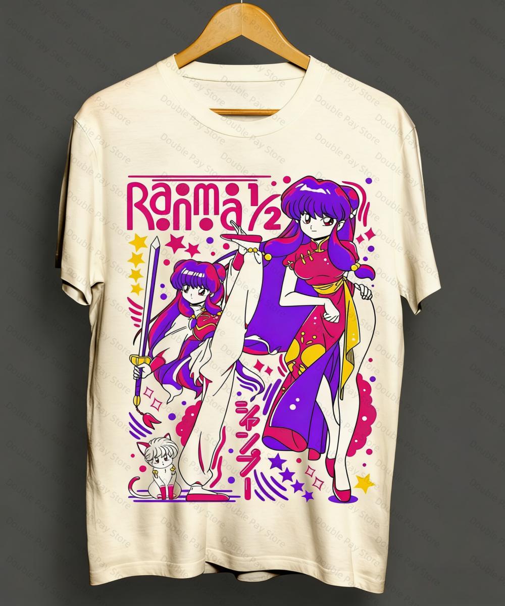 

Ranma 12 Shampoo Anime TShirt Retro 90s Unisexga Graphic Tee Casual Tops Harajuku Streetwear for Unisexs Shirts Women tshirts S