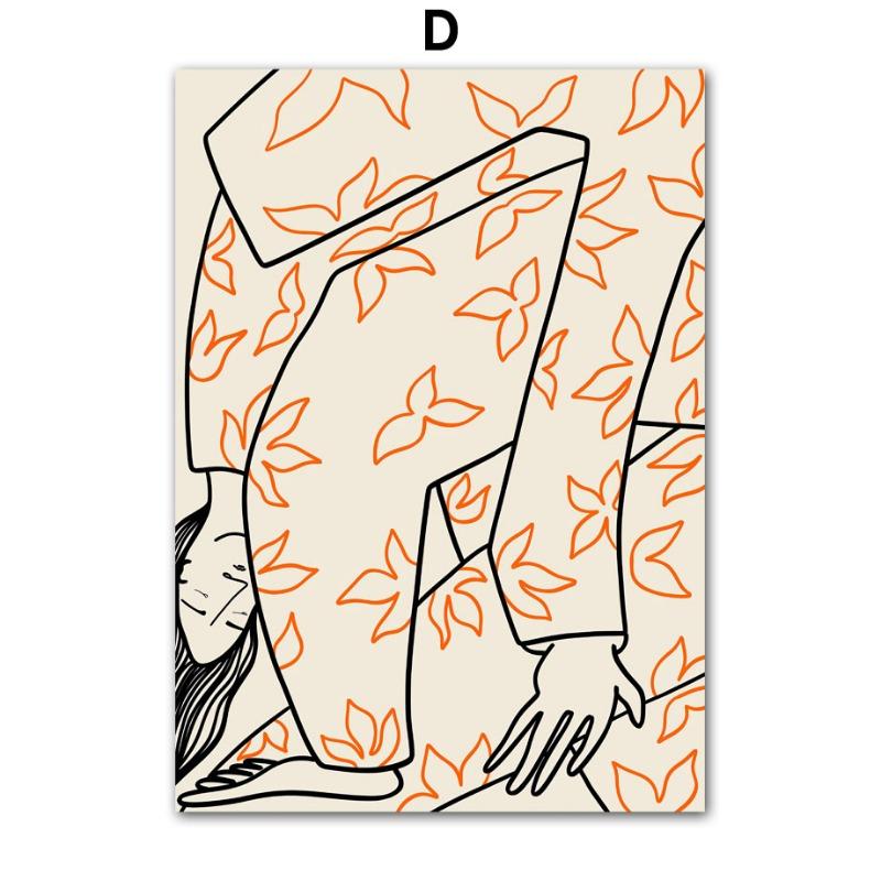 Colorful Wall Art Minimalist Abstract Figures Girl Line Landscape Wall Decoration Canvas Painting Home Living Room Bedroom Decor