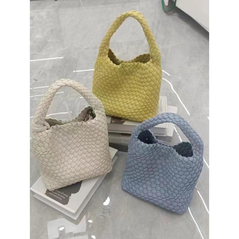 Hand-woven Bucket Bag Women's 2024 Genuine Leather Fashionable Small Tote Portable Shoulder Cross-body
