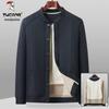 Woodpecker Men's Winter Velvet-Lined Cotton Jacket for Middle-Aged and Elderly