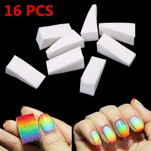 16 PCS Nails Beauty Accessories White Sponges for Acrylic Manicure Gel Nail Art Care DIY UV Tool