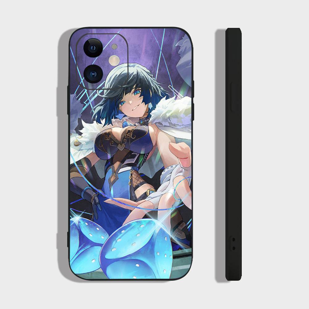 Yelan Anime Game Genshin Impact Phone Case For IPhone 17 Air 16 15 14 13 Pro Max 11 12 Black Silicone Cover