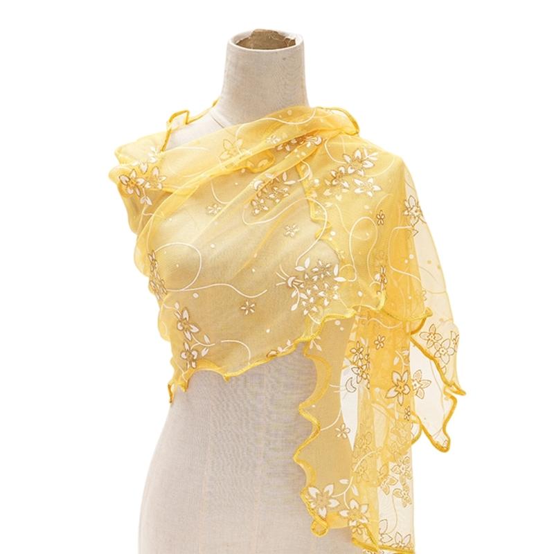 Floral Lace Scarf Elegant Women Accessory Soft Silk Like Polyester Lightweight For Daily Wear