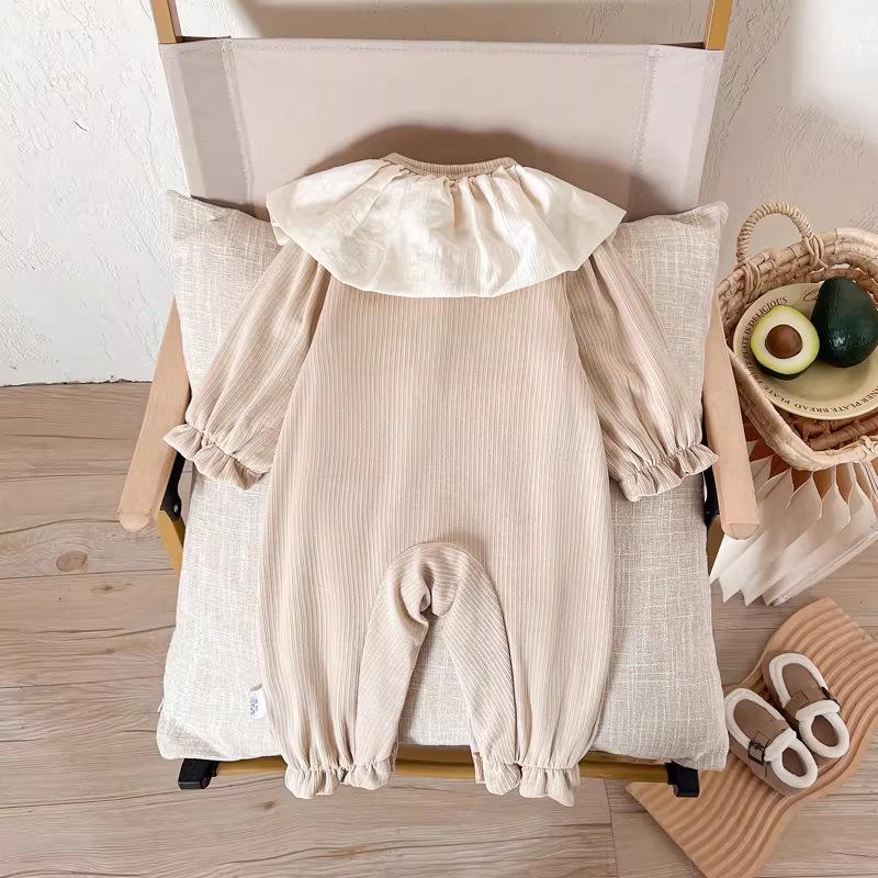 Camellia Spring Newborn Girl Coverall Long Sleeve Bodysuit