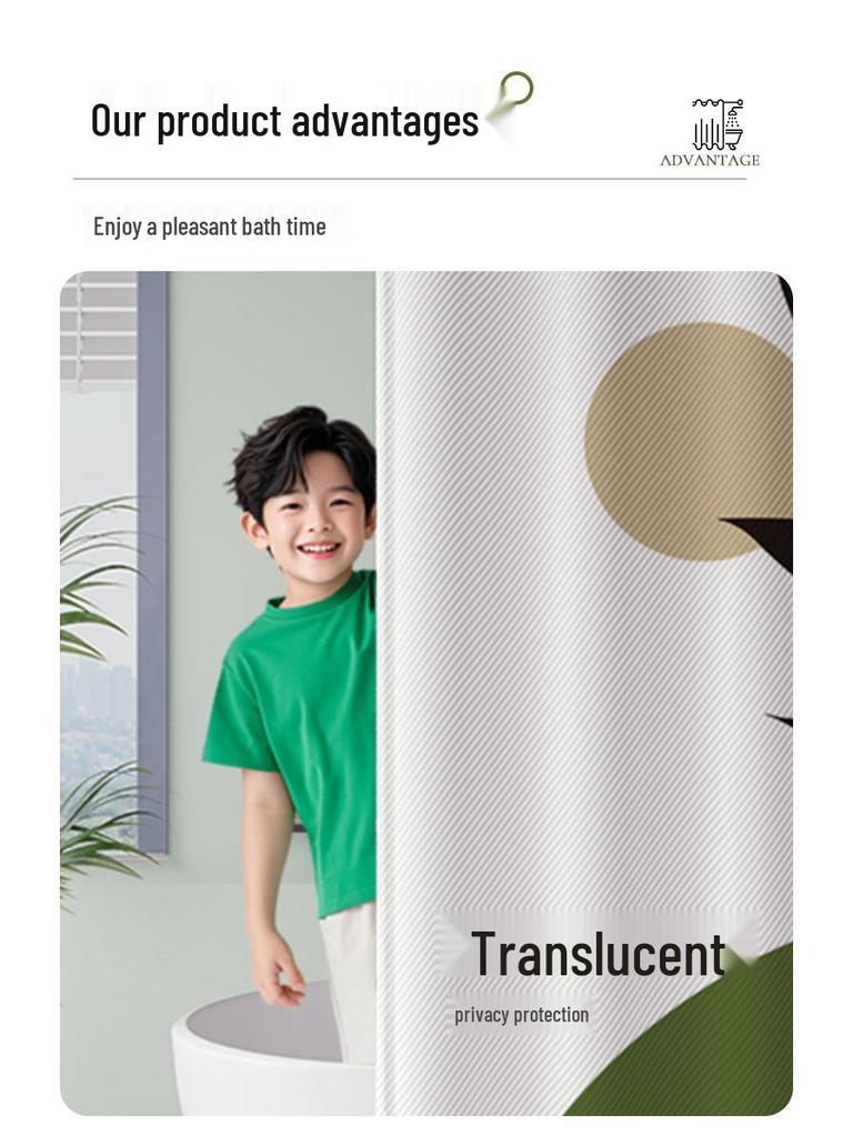 High-End Minimalist Floral Shower Curtain Set: Lazy-Style, Thickened, Waterproof, Mildew & Wrinkle Resistant.