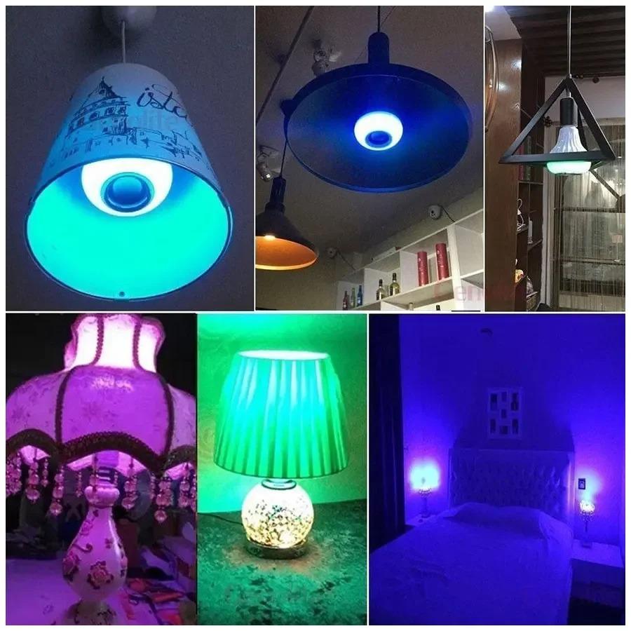 Lampadina E27 RGB Bluetooth con Musica e Telecomando Effetto Luce Scenica LED DJ Disco per Camera da Letto Decorazione Casa Lampada Cambia Colore