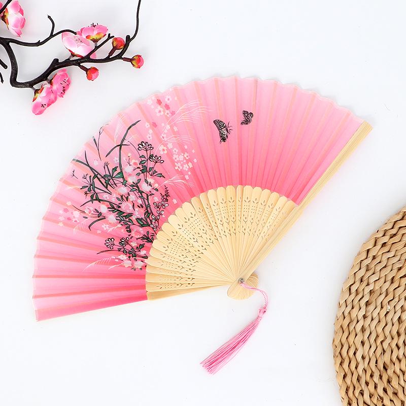 Hanfu skládací vějíř pro ženy inspirovaný japonským a čínským stylem – Scénický tanec bambusový styl