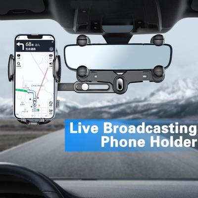 Soporte de teléfono para espejo retrovisor de coche, para navegación, Selfies, transmisión en vivo, soporte retráctil multifuncional para teléfono de coche