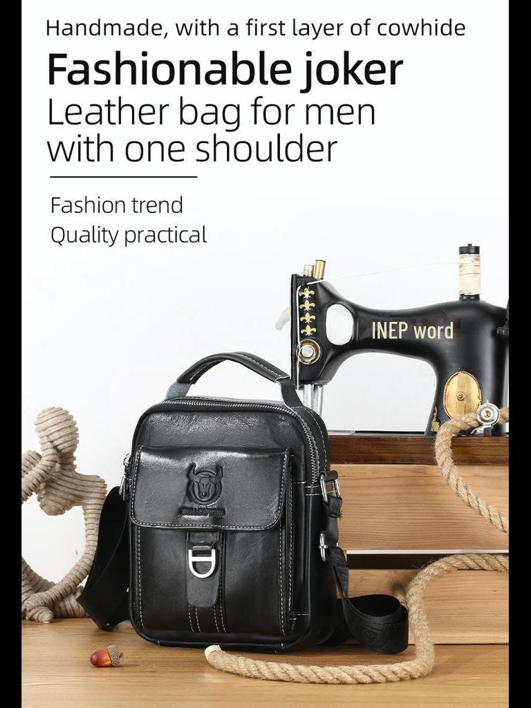 Captain Niu Men's Genuine Leather Crossbody Bag - Trendy, Casual, and Multifunctional