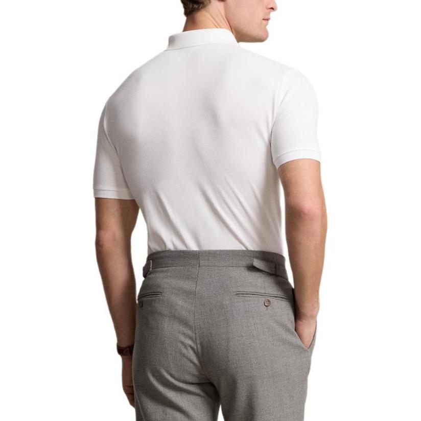 Polo Ralph Lauren FW24 Custom Slim Fit Logo Print Solid Short Sleeve Polo Shirt Men Tops White MNPOKNI1N822982-100