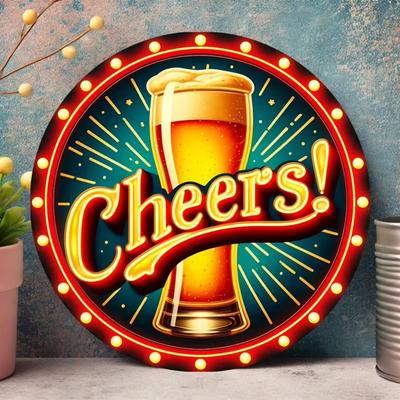 Vintage Metal Beer Sign Neon Wall Art for Bar Decor