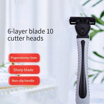10 PCS Manual Shaver Razor For Men Six Layer Blade With Blade Head Old Style Blades Hair Shaver Unisex Beard Hair Removal Knife