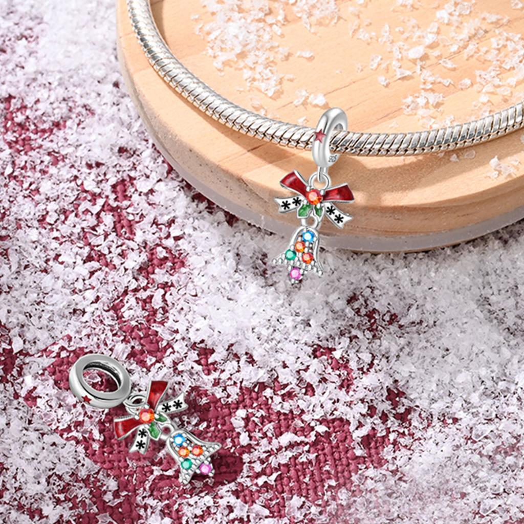 Copper Snowflake Christmas Tree Bell Garland Charms Beads Brand Bracelet Exquisite Diy Jewelry Making Women'S Gift