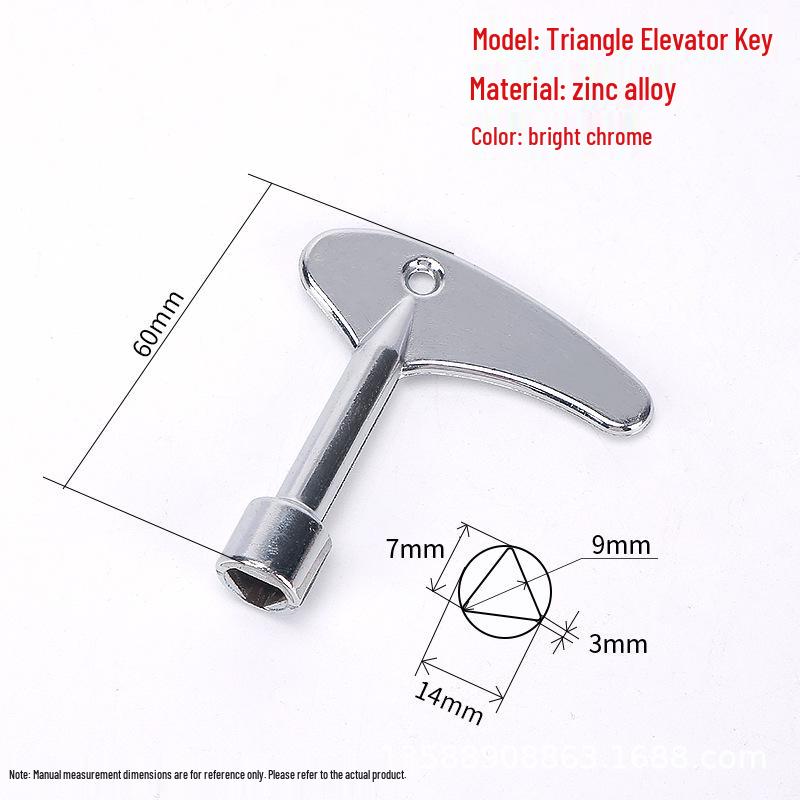 Cross Key Zinc Alloy Multipurpose Wrench for Elevator, Electrical Box, and Water Meter.