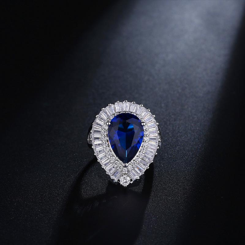 WWJ Eleganter Schmuck, großer verstellbarer Zirkonia-Ring für Damen