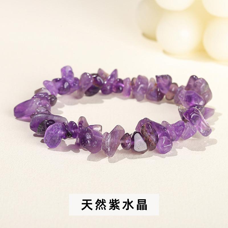 Natural Crystal Agate, Colorful Crushed Stone, Elastic Bracelet, Irregular, European and American Jewelry